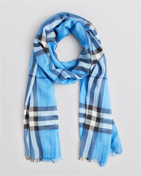 burberry giant check gauze scarf blue|Burberry Gauze Giant Check Scarf, Blue .